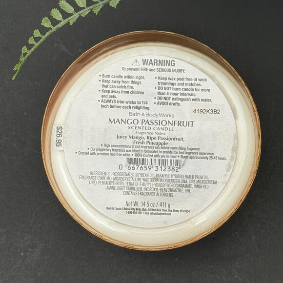 BBW Mango Passionfruit Bath & Body Works 3 Wick Candle - Picture 10 of 10